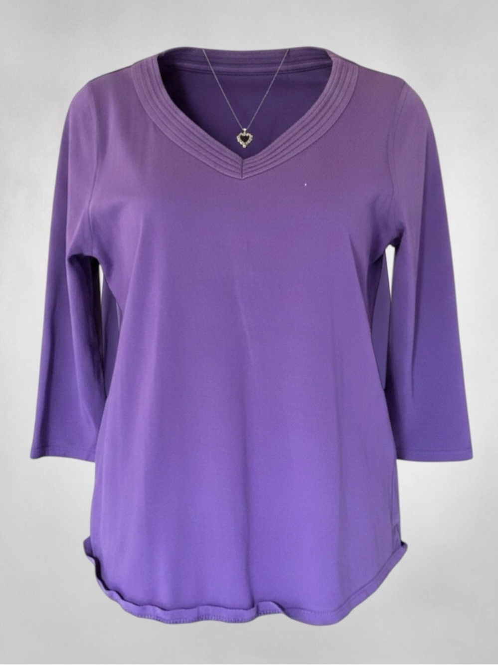 Coldwater Creek Women's Purple V-Neck 3/4 Sleeve Top